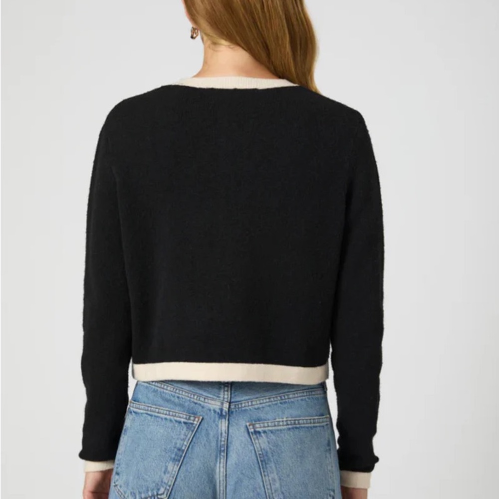 French Connection Vhari Contrast Trim Black Cardigan XS - Picture 3 of 6